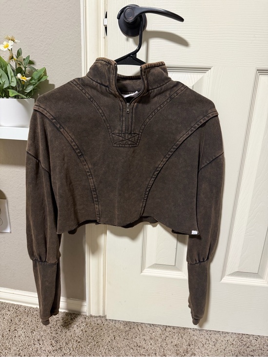 Urban Outfitters Tops - Urban Outfitters brown cropped quarter zip
